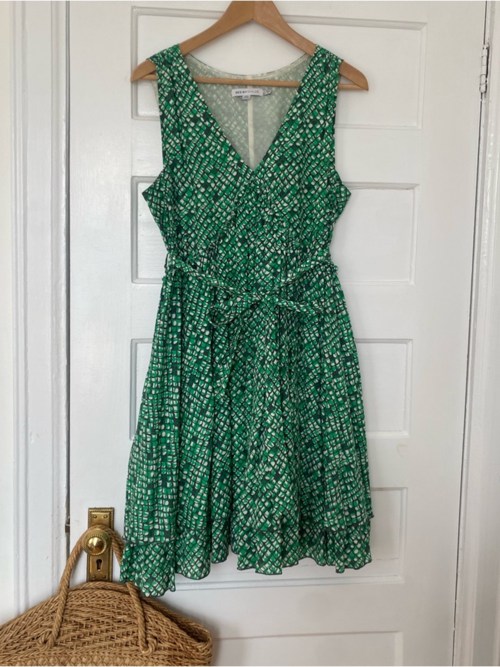 See by Chloe cotton and silk tiered ruffled sundress